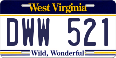 WV license plate DWW521