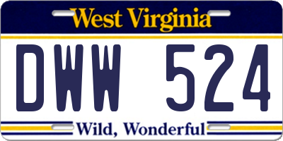 WV license plate DWW524