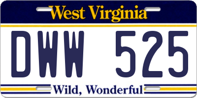 WV license plate DWW525