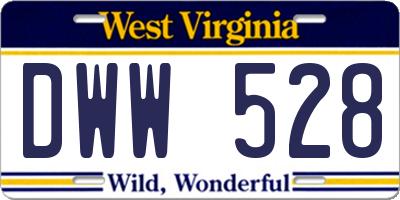 WV license plate DWW528