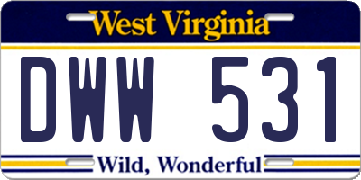 WV license plate DWW531