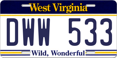 WV license plate DWW533