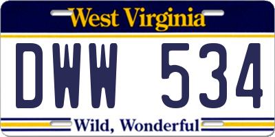 WV license plate DWW534