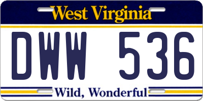 WV license plate DWW536