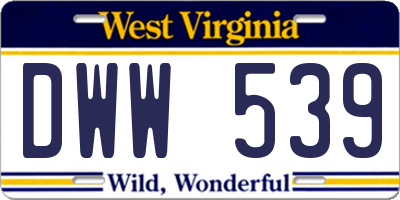 WV license plate DWW539