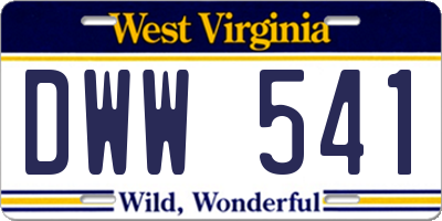 WV license plate DWW541