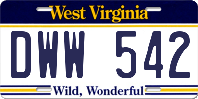 WV license plate DWW542