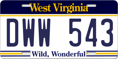 WV license plate DWW543