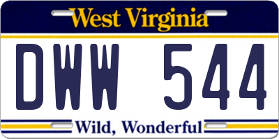 WV license plate DWW544