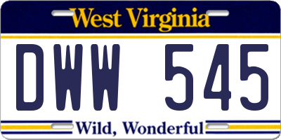 WV license plate DWW545