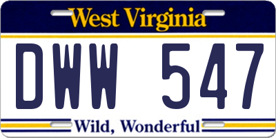 WV license plate DWW547