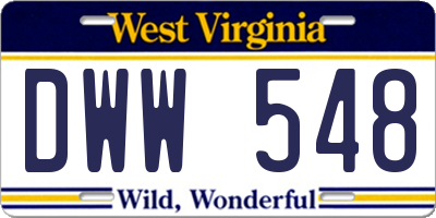 WV license plate DWW548