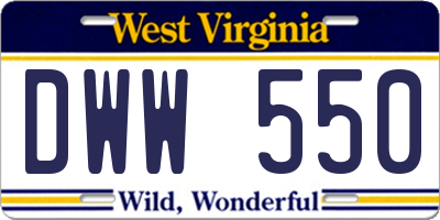 WV license plate DWW550