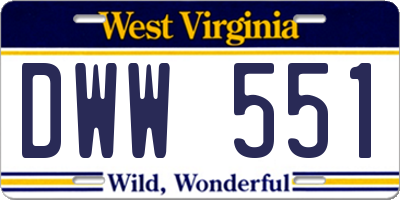 WV license plate DWW551