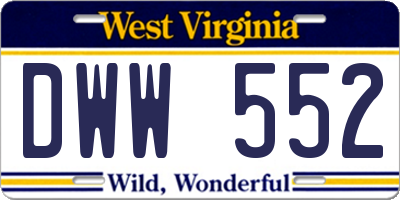 WV license plate DWW552