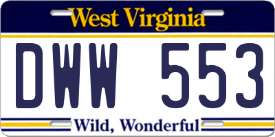 WV license plate DWW553