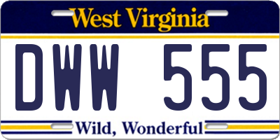 WV license plate DWW555