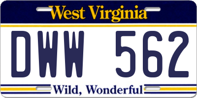 WV license plate DWW562