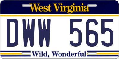 WV license plate DWW565