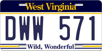 WV license plate DWW571