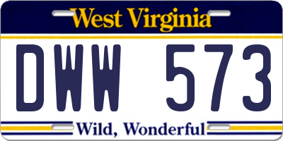 WV license plate DWW573
