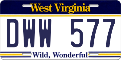 WV license plate DWW577