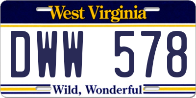 WV license plate DWW578