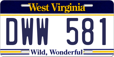 WV license plate DWW581