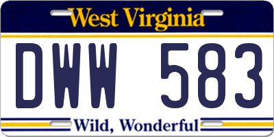 WV license plate DWW583