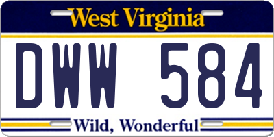 WV license plate DWW584