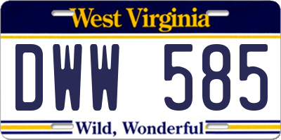 WV license plate DWW585