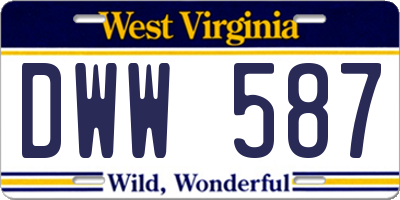 WV license plate DWW587