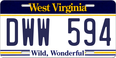 WV license plate DWW594