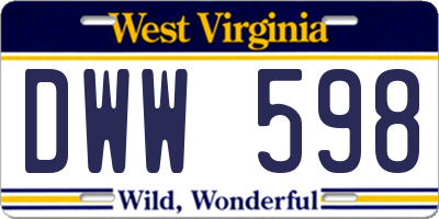 WV license plate DWW598