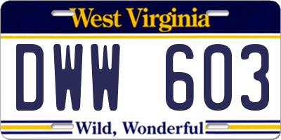 WV license plate DWW603