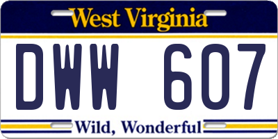 WV license plate DWW607