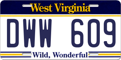 WV license plate DWW609