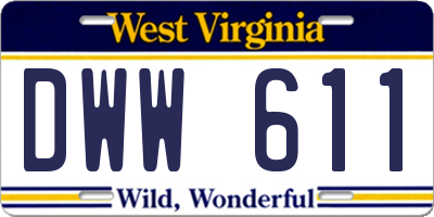 WV license plate DWW611