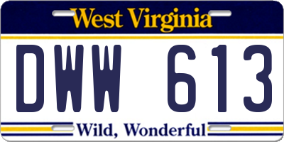 WV license plate DWW613