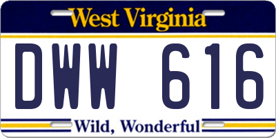 WV license plate DWW616