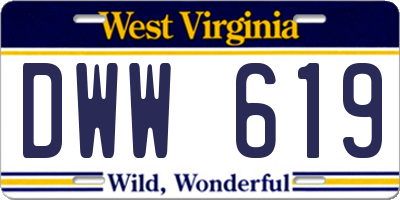 WV license plate DWW619