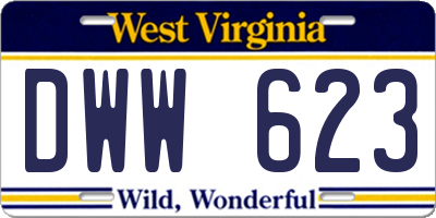 WV license plate DWW623