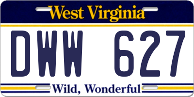 WV license plate DWW627