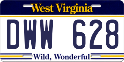 WV license plate DWW628