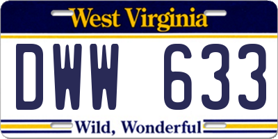 WV license plate DWW633