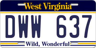 WV license plate DWW637
