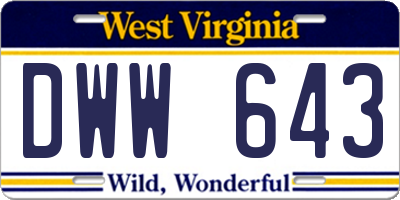 WV license plate DWW643