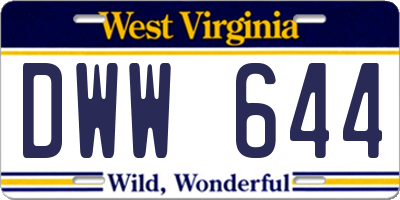 WV license plate DWW644