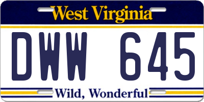 WV license plate DWW645