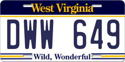 WV license plate DWW649